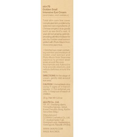 Buy Skin79 Golden Snail Intensive Eye Cream - 35 ml | Anti-Aging Hydrating & Brightening Eye Treatment - International Shipping Available - Buy Online on GoSupps.com