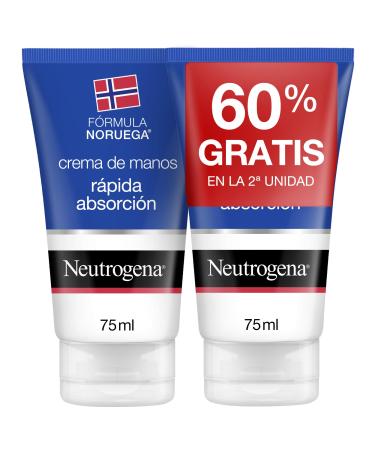 Neutrogena Crema de Manos R pida Absorci n Replica de Grietas F rmula Noruega Para Pieles Secas Y Agrietadas Textura Ligera Y no Grasa R pida Absorci n con glicerina pack de 2 x 75ml