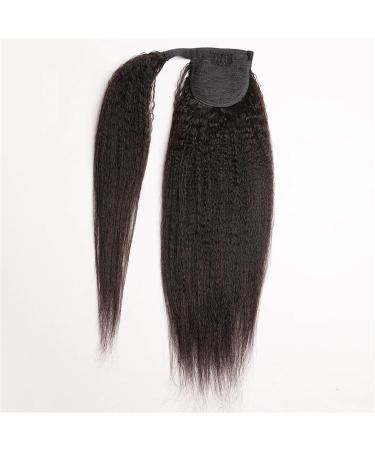 Ponytail Extension Kinky Straight Ponytail Long Yaki Straight Wrap Around Ponytail Extension for Black Women Brazilian Human Hair Ponytail Clip in Ponytail Hair Piece Ponytail Hairpiece for Women (C 22inches 100g Kinky Straight - Buy Online on GoSupps.com