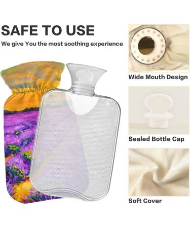 Naanle Lavender Fields Hot Water Bottle with Cover | 1L Heat Bottle for Back Pain Relief & Cold Therapy - Hand & Foot Warmer - Buy Online on GoSupps.com