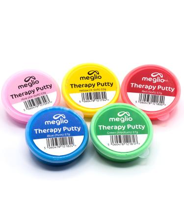 Meglio Therapy Hand Putty 57g Clinical Grade putty for Hand Exercises Helps Recovery and Rehabilitation Strength Training and Stress Relief Variable Resistances - Extra Light Light Medium & Firm