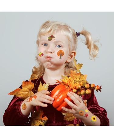 Festive Fall Temporary Tattoos for Kids - Pumpkin Turkey Maple Leaf Autumn Tattoo Stickers - 292 Pieces - Perfect for Thanksgiving and Children's Theme Parties - Buy Online on GoSupps.com