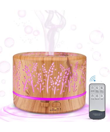 500ml Essential Oil Diffuser,Premium Aromatherapy Diffuser Humidifier with Timer and Auto-Off Safety Switch, 7 Colors Lights,Ultrasonic Cool Mist Diffuser for Home Office Room Wood Grain