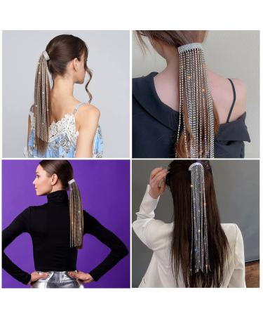 Buy Tasseled Rhinestone Hair Clips - Stylish Barrette Accessories for Girls | Silver 39cm - International Shipping Available - Buy Online on GoSupps.com