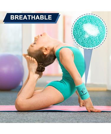 Kids Sports Wristbands Set | Colorful Sweatbands for Gym | Polyester Cotton Wrist Bands | Pink Navy Light Purple Turquoise - 4 Pairs - Buy Online on GoSupps.com