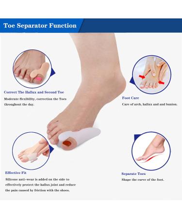Silicone Toe Separators - 4 PCS Bunion Corrector for Men and Women - Restore Big Toes to Original Size - White 3 - Buy Online on GoSupps.com