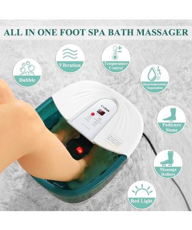 Foot Spa Bath Massager with Heat, Massage Rollers, Bubble Jets, Vibration - Stress Relief Pedicure Soak Tub with Detachable Stone, Temperature Control & Red Light - Buy Online on GoSupps.com