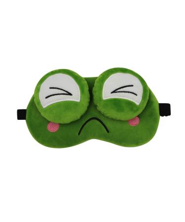 Funny Green Frog Soft Plush Sleep Mask Adjustable Blindfold Eye Mask Cover for Men Women Kids Travel Nap Sleeping Pattern 1