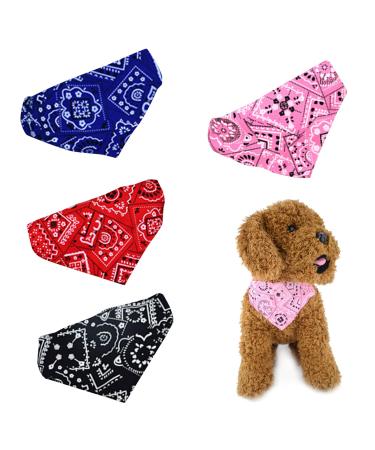 4 pieces of dog hollow dog bandana headscarf polyester dog hill towel with collar adjustable dog neckerchief pet triangle bibs for small and medium -sized pets dogs and cats (m) pink black dark blue red