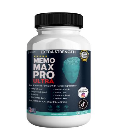 GREENVIFY Memo Max Pro Ultra Memory Support Supplement 60 Capsules Extra Strength with Vitamins and Herbal Blend (1)