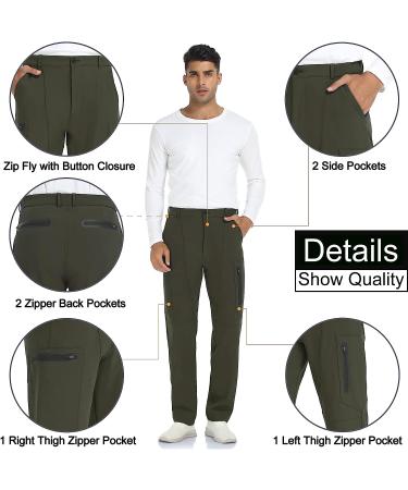 Sherelie Men's Snow Ski Pants - Fleece Lined, Water-Resistant Cargo Pants for Hiking - Green - Buy Online on GoSupps.com