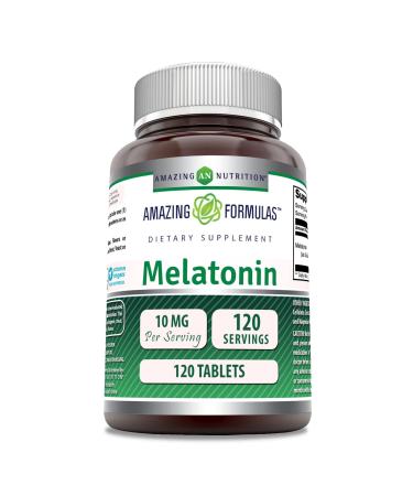 Amazing Formulas Melatonin 10 Mg Supplement | Tablets | Non-GMO | Gluten-Free | Made in USA (1 Pack | 120 Count) 120 Count (Pack of 1) 120 Count | 1 Pack