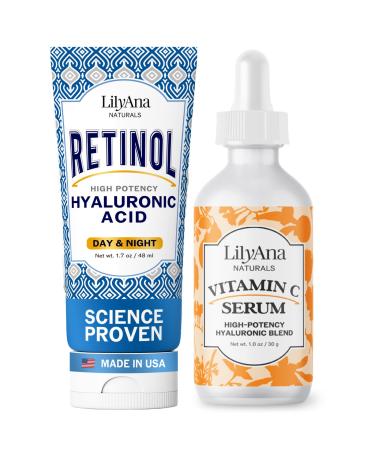 LilyAna Naturals Retinol Cream 1.7 oz and Vitamin C Serum 1.0 oz Bundle