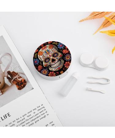 Buy Sugar Skull Contact Lens Case - Portable Travel Storage Box for Contacts - Stylish & Functional - Buy Online on GoSupps.com