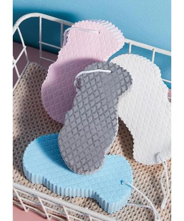 4Pcs Super Soft Exfoliating Bath Sponge Set for Adults, Children, and Pregnant Women - Reusable Ultra Soft Shower Sponge in White, Grey, Green, Yellow - Buy Online on GoSupps.com