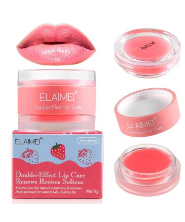 Lip Scrub,Double Effect Lip Sleeping Mask, Lip Treatment,Strawberry Overnight Moisturizing Repairing Lips Mask, Sleeping Lip Balm, Peeling Lips, Lip Primer, Chapped Skin, Lip Repair Balm (Strawberry)
