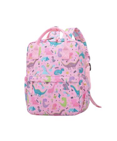 THE Crafts Cute Toddler Preschool Backpack Dinosaur Unicorn School Book Bag for Girls, Boys, Kids, Kindergarten Nursery Travel Bag with Chest Strap(Pink Dinosaur) Pink Dinosaur 12inches