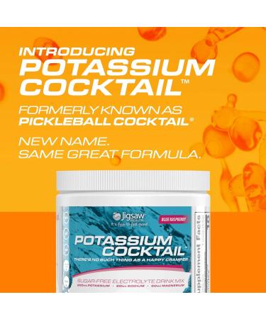 Jigsaw Health Potassium Cocktail | Formerly Pickleball Cocktail | Blue Raspberry Flavor | 60 Servings (Jar) Blue Raspberry 11.11 Ounce (Pack of 1) - Buy Online on GoSupps.com