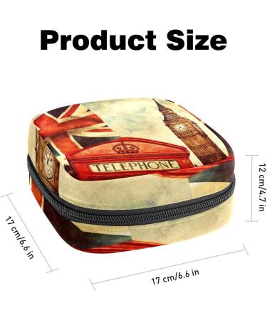 Menstrual Pad Bag with Zipper - Stylish Tampon Collection Pouch for Women & Girls | London Big Ben Design - Buy Online on GoSupps.com