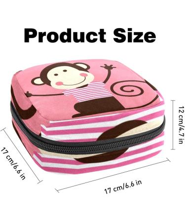 Menstruation Pad Bag with Zipper - Cute Animal Monkey Design for Women & Girls | Stylish Tampon & Napkin Organizer - Buy Online on GoSupps.com