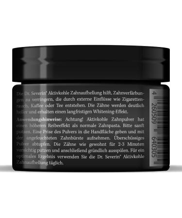 Dr. Severin Activated Carbon Tooth Whitening Coconut Powder | Tooth Bleaching Black Powder | Best German Quality | Effective Teeth Cleaning & Satisfaction Guarantee - Buy Online on GoSupps.com