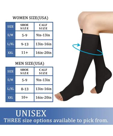 Evolyline 3 Couple Compression Stockings for Men & Women - Medical Support Socks for Leg Pain Varicose Veins & Thrombosis - Open Lace Design - Black S-M - Buy Online on GoSupps.com