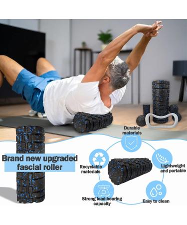 Krtoyust Fascia Roll Set - 3D Textured Massage for Muscle Relaxation | Mini Roll Fascia Ball & Duoball | Black Blue - Buy Online on GoSupps.com