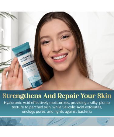 Envy Hyaluronic & Salicylic Acid Face Scrub - Vegan Anti-Aging Exfoliator for All Skin Types - Deep Hydration & Moisturization - 200ML Korean Skin Care - Buy Online on GoSupps.com