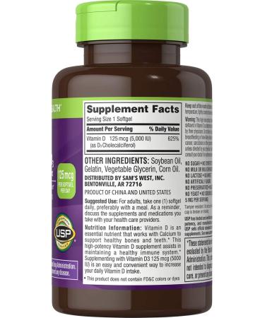 Member's Mark Vitamin D-3 5000 IU Dietary Supplement (Pack of 2) - 800 ct. Total - Buy Online on GoSupps.com