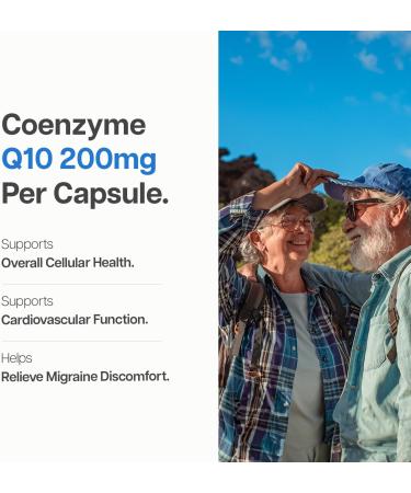 Just Glow Naturally: Coenzyme Q10 200mg - 120 Capsules - CoQ10 Ubiquinone Supplement - Experience the Power of a Natural Antioxidant for Supporting Cardiovascular Health and Alleviating Migraines & Headaches - Made in Canada - 120 Days Supply - Buy Online on GoSupps.com