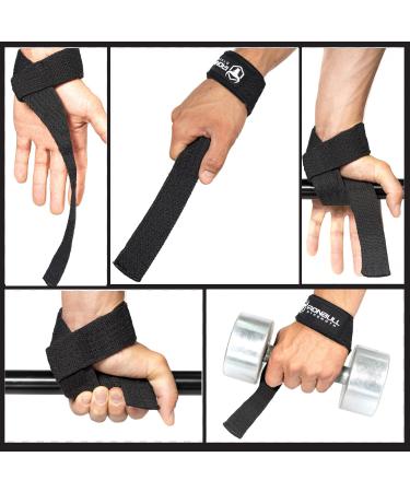 Lifting Straps (1 Pair) - Padded Wrist Support Wraps for Powerlifting, Bodybuilding, Gym Workout - Strong Deadlifts & Strength Training - Black - Buy Online on GoSupps.com