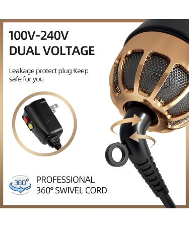 Plavogue Dual Voltage Hair Dryer Brush Volumizer - Travel Salon Blowout Brush, Negative Ionic, One-Step Hot Air Brush - International Upgraded Version (Black Gold) - Buy Online on GoSupps.com