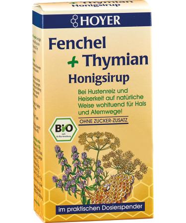 Organic Hoyer Fennel & Thyme Honey Syrup - Soothes Cough & Hoarseness - 250g Dispenser - Buy Online on GoSupps.com
