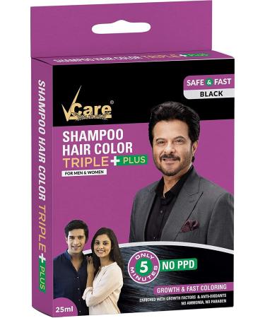 Buy Pack of 8 Vcare Shampoo Hair Color Black (25ml) - Free Vetiver Bath Scrub | International Shipping - Buy Online on GoSupps.com
