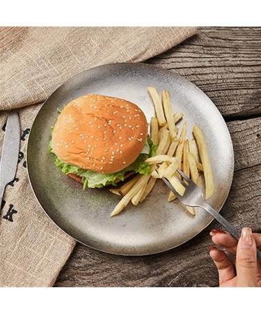 Serving Plates Vintage Industrial Style Stainless Steel Plate Flat Plate Cafe Cake Plate Dinner Plate Home Kitchen Restaurant Small Plate Shallow Plate for Appetizer Dinner and Desserts (Size : 003 - Buy Online on GoSupps.com