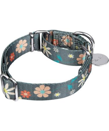 Adjustable Martingale Dog Collars - Heavy Duty Soft & Smooth for Large & Small Dogs | Elegant Flower Design in Warm Gray - Buy Online on GoSupps.com