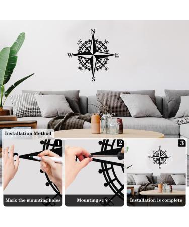 Luccyle 43cm Large Nautical Compass - Black Metal Home & Outdoor Decoration - Buy Online on GoSupps.com