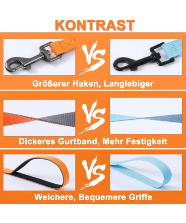 Demigreat 1.5m/3m/5m Dog Leash - Robust Long Training Line with Padded Handle for Small to Large Dogs - 10ft Orange - Buy Online on GoSupps.com