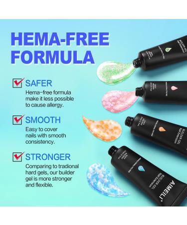 AIMEILI Builder Nail Gel Kit - 6 Colours 15ml | Nail Extension Gel Polish Acrylic | UV LED Builder Nail Gel Set - Nail Enhancement Gel Gifts Kit - Buy Online on GoSupps.com