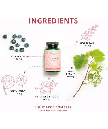 Leg Circulation Booster Vegavero - 100% Natural Capsules for Restless Legs & Water Retention - Vegan Formula with Vine Leaf, Butchers Broom and Gotu Kola - 120 Capsules - Buy Online on GoSupps.com
