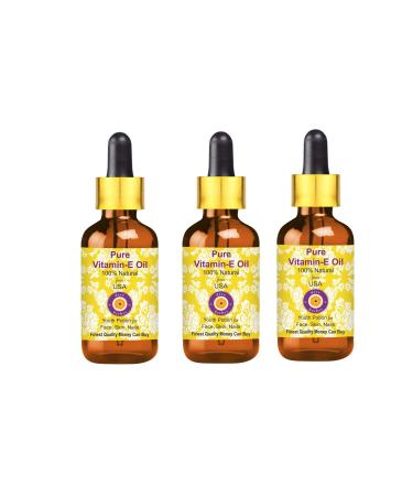 Deve Herbes Pure Vitamin E Oil with Glass Dropper 100 Natural Therapeutic Grade for Personal Care Pack of Three 100ml X 3 10 oz