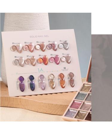 Solid Gel Nail Polish Palette - 16 Magnetic Gel Eye Colors for Nail Art Design | Compact Paint Palette for Women DIY Nail Manicure Kit - Buy Online on GoSupps.com