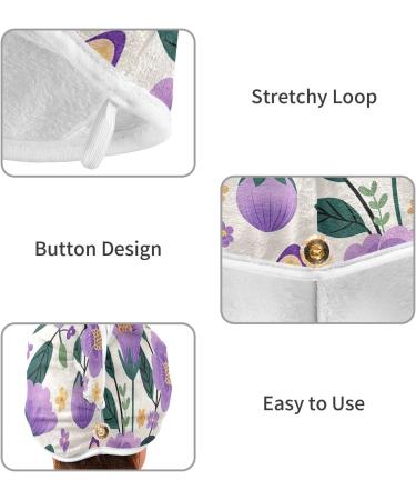 Purple Flowers Butterfly Hair Towels - 2 Pack Super Absorbent Quick Dry Hair Turbans for Women & Girls - Buy Online on GoSupps.com