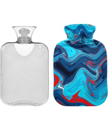 Naanle Hot Water Bottle with Cover - Red Blue Marble 1L Heat & Cold Therapy for Pain Relief Hand & Foot Warmer - Buy Online on GoSupps.com