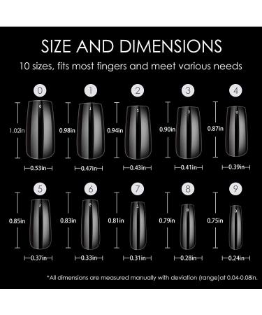 360PCS Wellquinn Short Square Nail Tips - Full Cover Press on Nails - Clear Acrylic French False Nails with Box for Manicure Salon and DIY Nail Art - 10 Sizes - Buy Online on GoSupps.com