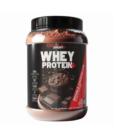 GMU SPORT - Whey Protein+ 28 Servings - No Filler Whey Protein Powder for Women and Men - Low-Calorie Sugar-Free Fast-Absorbing Protein Supplement for Muscle Growth & Recovery Double Chocolate