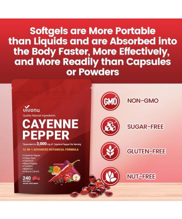 Cayenne Pepper Softgels Supplement with Vitamin E D3+K2 and Extracts of Turmeric Grape Seed Hawthorn Beetroot Berberine and Others Supports Leg Vein Heart and Blood Vessel Health (1 Pack) - Buy Online on GoSupps.com