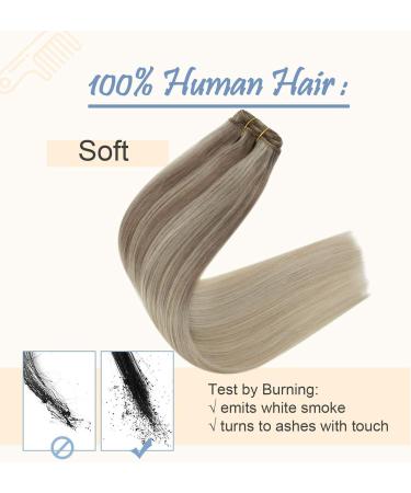 Easyouth Blonde Balayage Weft Human Hair Extensions 16 Inch - 100g Sew in Double Weft for Women - #18/22/60 Nordic Shade - Buy Online on GoSupps.com