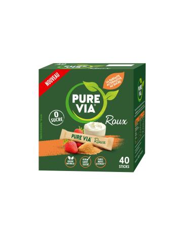 Pure Via - Roux - Sticks - Low Calorie, Zero Sugar - 40 Sticks - Natural Origin Alternative to Red Sugar | 60g