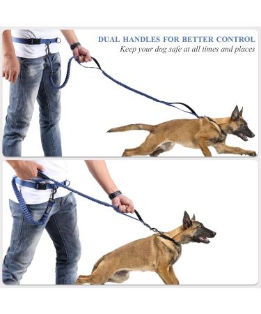 Vivaglory Free-Handed Dog Leash - Double Anti-Shock Bungees & Padded Handles | Reflective Waist Running Leash for Medium & Large Dogs | Adjustable 83-147cm Navy/Black - Buy Online on GoSupps.com